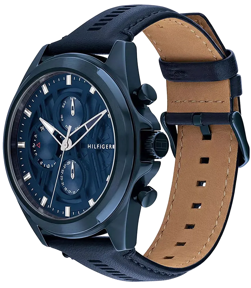 ساعه تومي هيلفيغر رجالي، مينا ازرق داكن، عقارب، سوار جلد ازرق داكن, 1710655