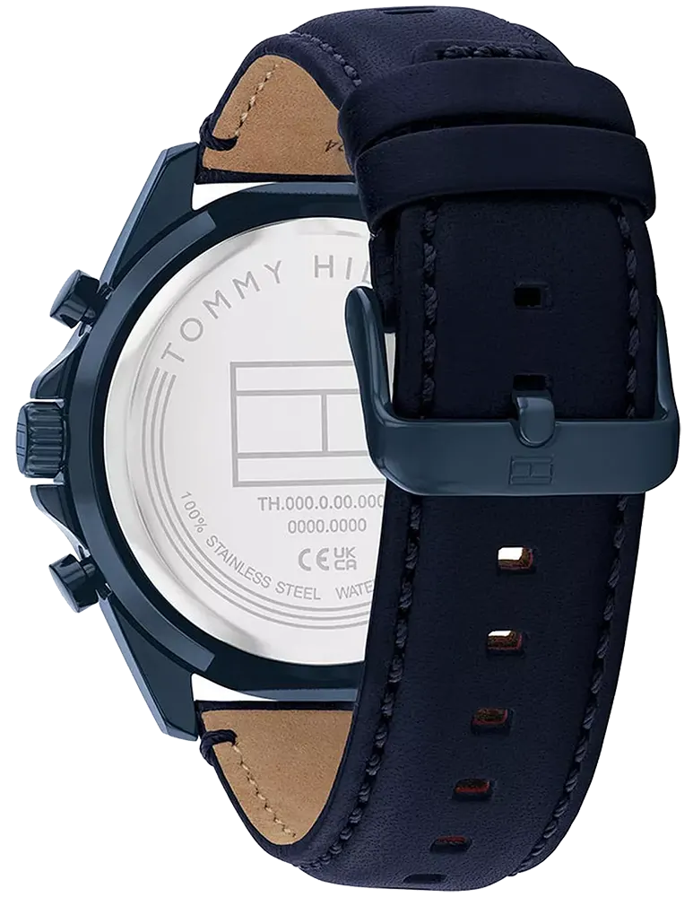 ساعه تومي هيلفيغر رجالي، مينا ازرق داكن، عقارب، سوار جلد ازرق داكن, 1710655