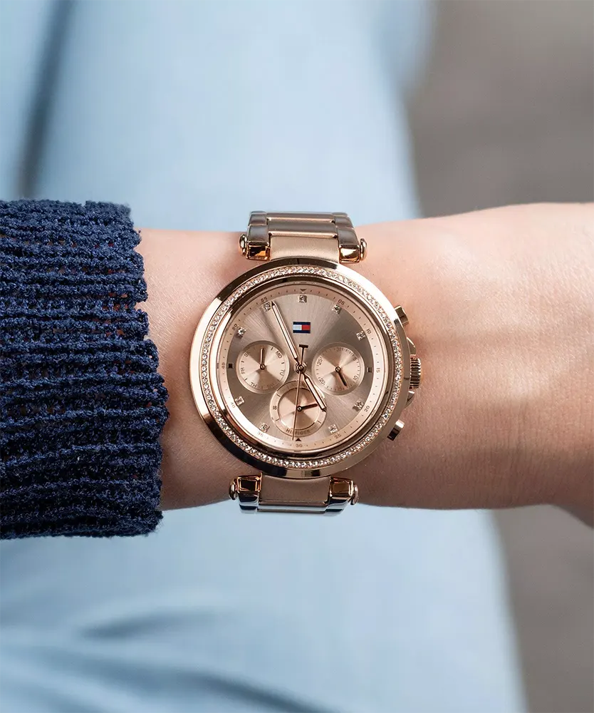 ساعة تومي هيلفيغر نسائى، مينا روز جولد، عقارب دائرية، سوار ستانلس ستيل روز جولد، 1782705