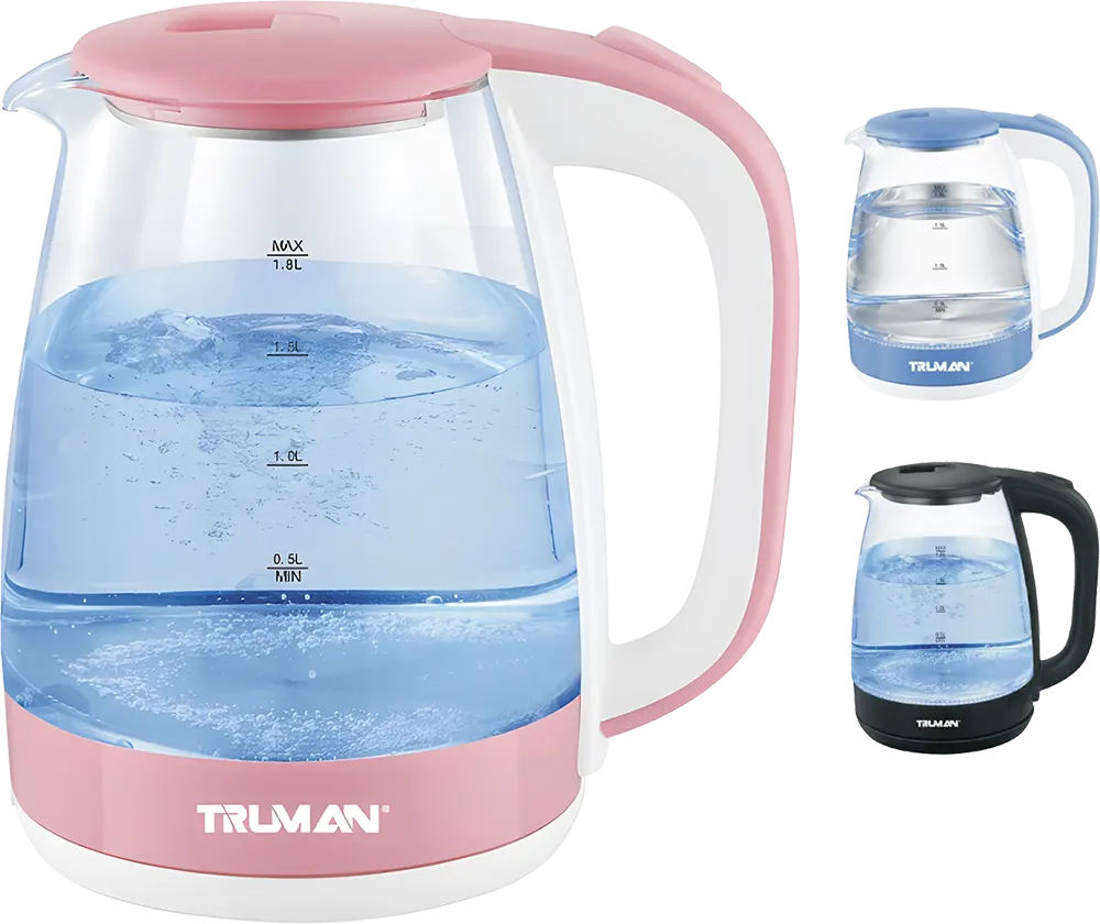 غلاية مياه زجاج ترومان 1.8 لتر، 1500 وات ، متعددة الألوان ، TM-K2501PN