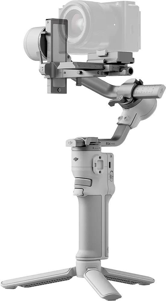 جيمبل دي جيه اي RS 4 MINI، ملائم للكاميرا والهاتف، 3 محاور، قفل محاور آلي من الجيل الثاني، تتبع ذكي، توازن معزز بالتيفلون، شاشة ديجيتال