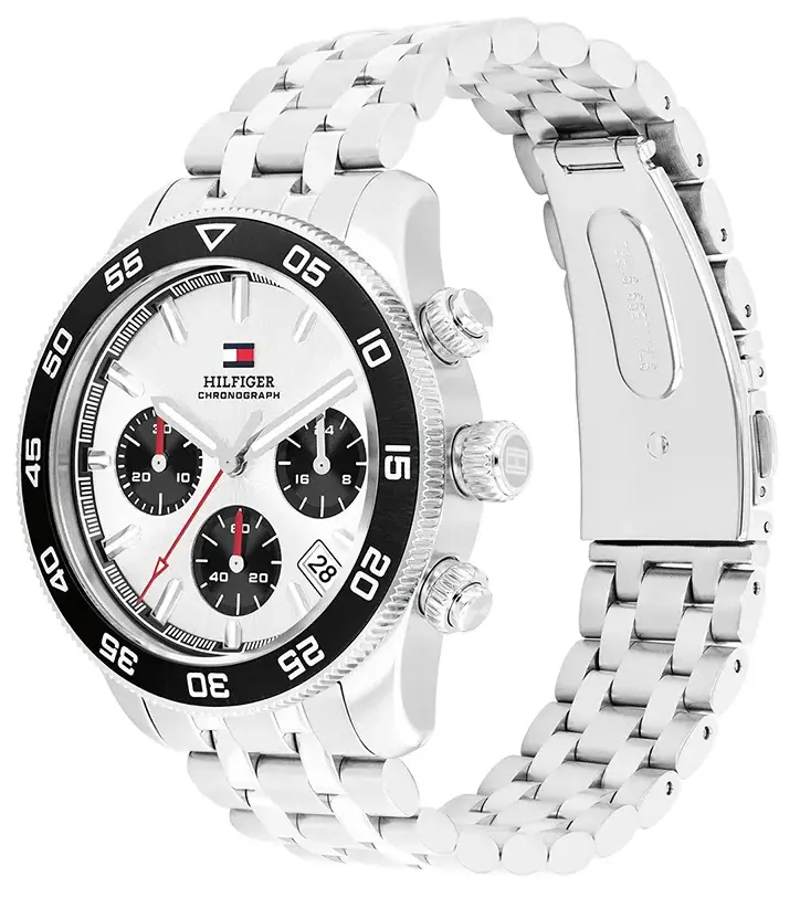 ساعة تومي هيلفيغر رجالي، مينا فضي، عقارب دائرية، سوار ستانلس ستيل فضي، 1792214