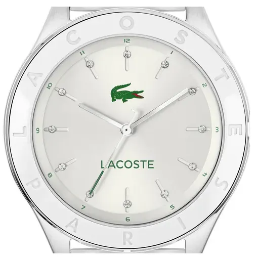 ساعة لاكوست نسائي، مينا ابيض، عقارب دائرية، سوار سيليكون ابيض، 2001459