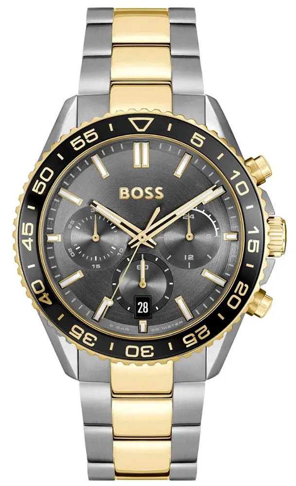 ساعة هوغو بوس رجالي، مينا رمادى، عقارب دائرية، سوار ستانلس ستيل فضي، HB151.4144