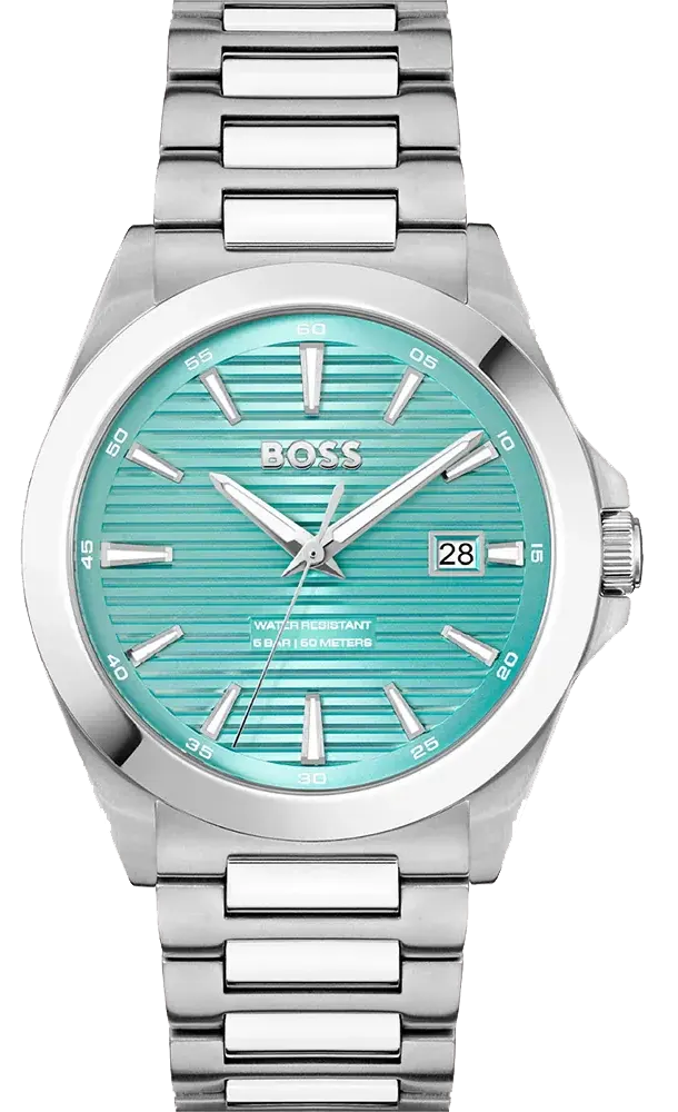 ساعة هوغو بوس رجالي، مينا ازرق، عقارب دائرية، سوار ستانلس ستيل فضي، HB151.4171