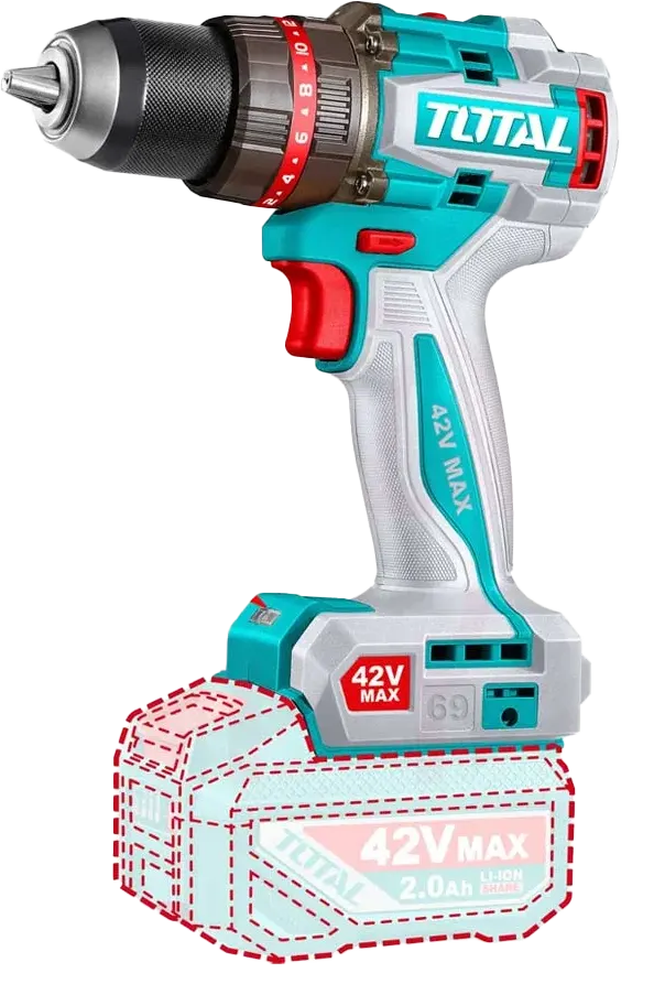 شنيور توتال تولز ، 42 فولت ، 69 نيوتن ،  بطارية 2 أمبير ، مع شاحن ، TIDLI426981