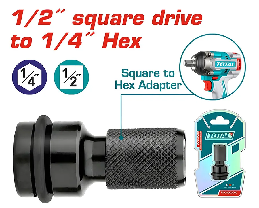 Total Tools 1-2" to 1-4" Converter Adapter, Black, TAC60501