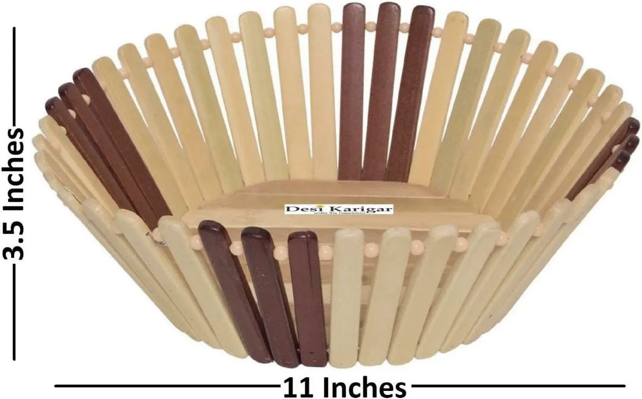 سلة خشب دائرية للخبز ، 20  سم ، بني في بيج ، 13-105