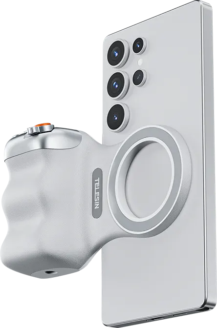 مقبض تصوير مغناطيسي للهاتف من تيليسين، قبضة مريحة مانعة للأنزلاق، بطارية 110 مللي أمبير، وزن خفيف، أبيض ، P1-MP-10