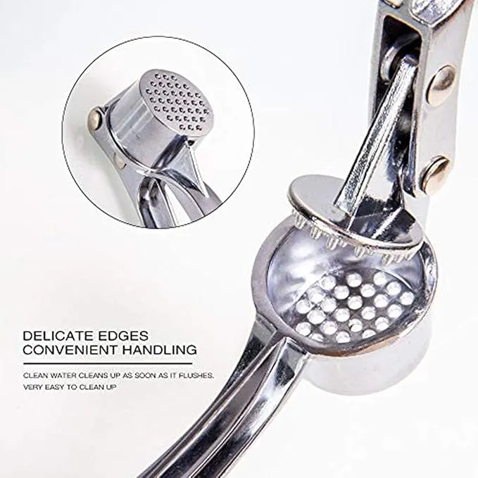 هراسة ثوم مزدوجة استانلس متعددة الاستخدام ، سيلفر