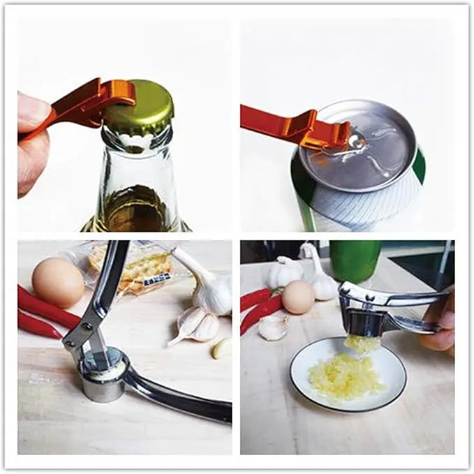 هراسة ثوم مزدوجة استانلس متعددة الاستخدام ، سيلفر