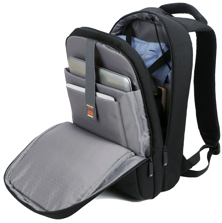 حقيبة ظهر لابتوب مينايلي، 15.6 إنش، منفذ USB، أسود، 1802