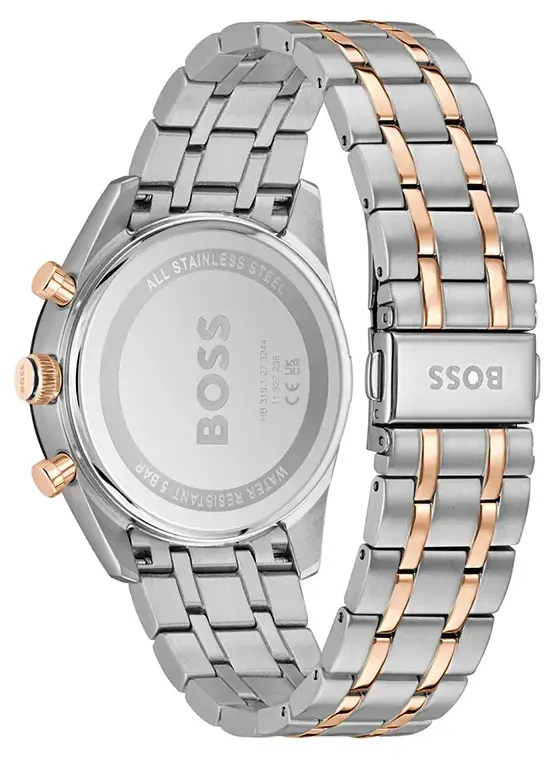 ساعة هوغو بوس رجالي، مينا ازرق، عقارب دائرية، سوار ستانلس ستيل فضي، HB151.4288