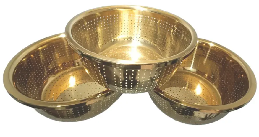 طقم مصفي ستانلس ستيل دائرية ، جولد ، 3 قطع