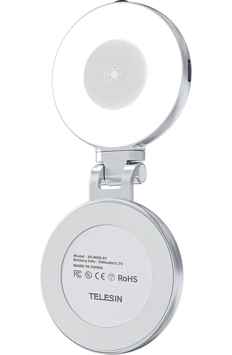 حامل هاتف مغناطيسي مع فلاش تيليسين C03، اضاءة سوفت مع مرآة خلفية، 3 مستويات اضاءة،S5-BGD-01