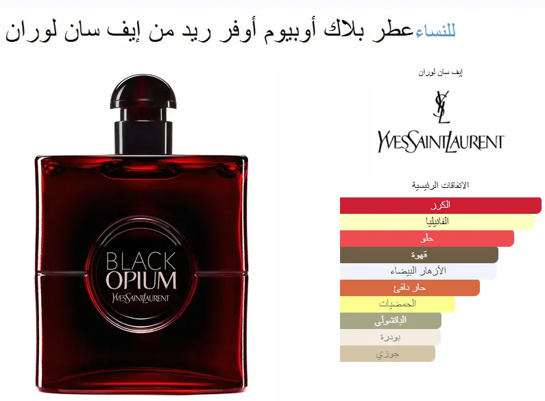 عطر بلاك اوبيوم اوفر ريد من ايف سان لوران للنساء او دي برفان ، 90 مل