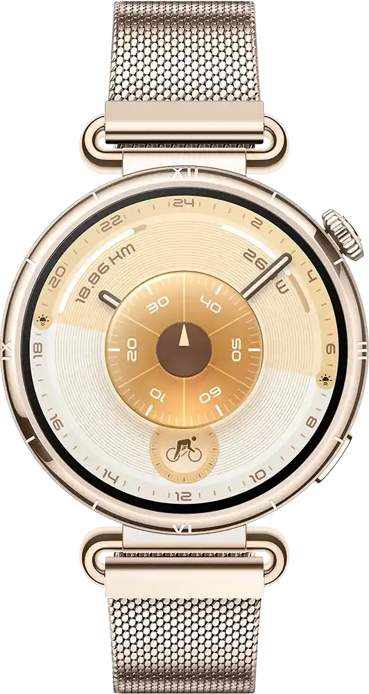 ساعة سمارت هواوي GT6 حجم (41 مم)، شاشة AMOLED مقاس 1.32 بوصة، حزام ميلاني، مقاومة للماء ، ذهبي