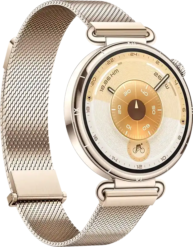 ساعة سمارت هواوي GT6 حجم (41 مم)، شاشة AMOLED مقاس 1.32 بوصة، حزام ميلاني، مقاومة للماء ، ذهبي