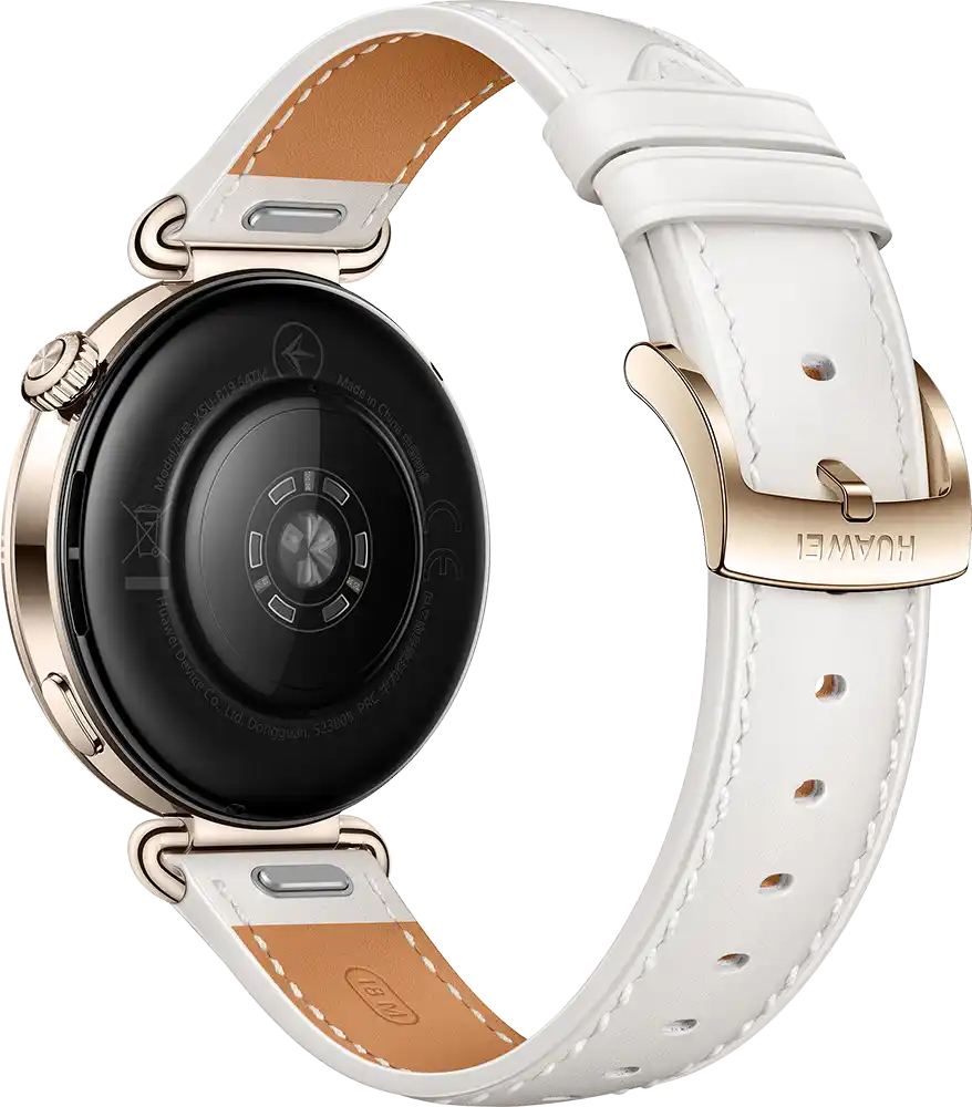 ساعة سمارت هواوي GT6 حجم (41 مم)، شاشة AMOLED مقاس 1.32 بوصة، حزام جلد، مقاومة للماء ، أبيض