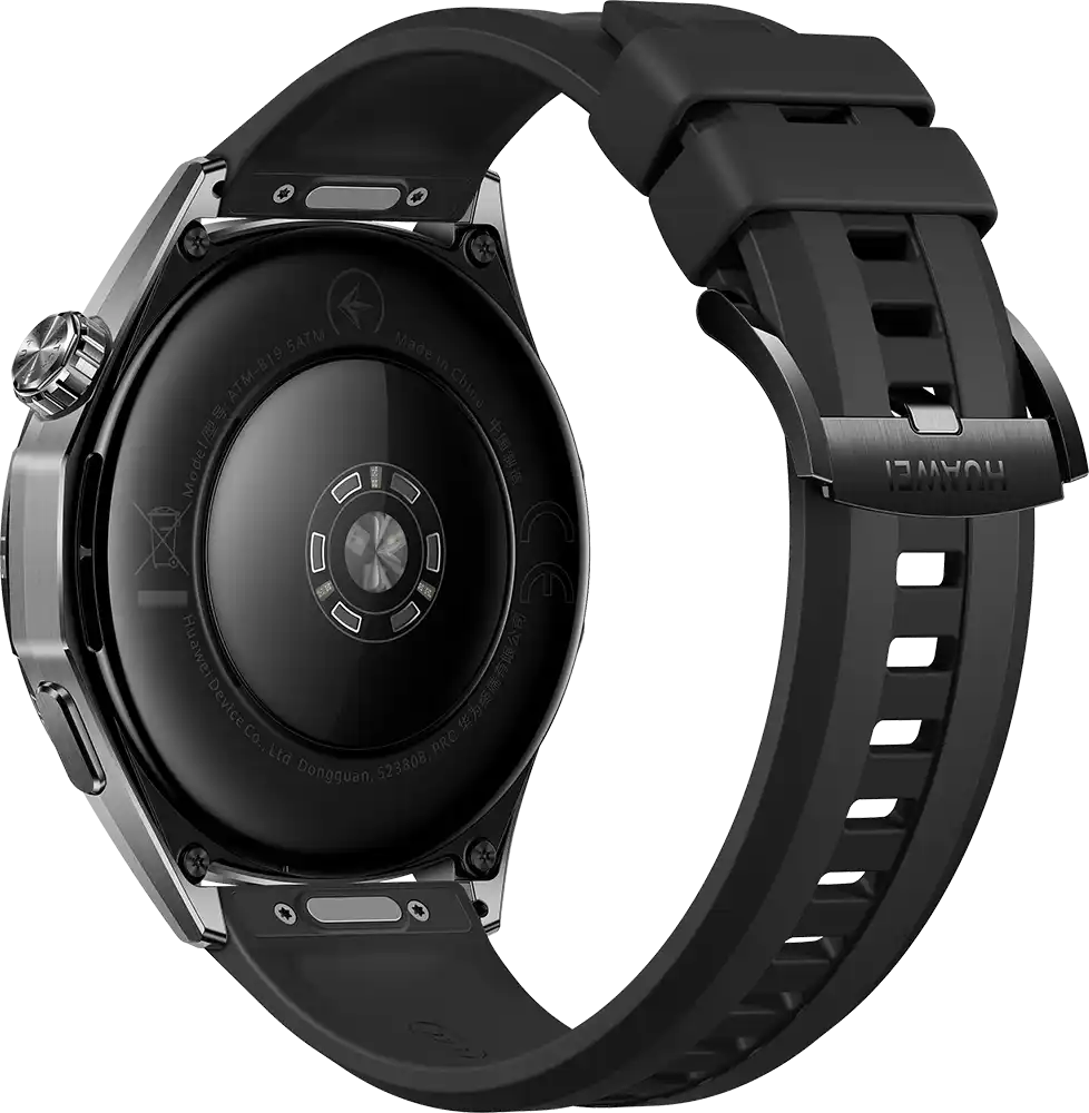 ساعة سمارت هواوي GT6 حجم (46 مم)، شاشة AMOLED مقاس 1.47 بوصة، حزام فلورولاستومر، مقاومة للماء ، أسود