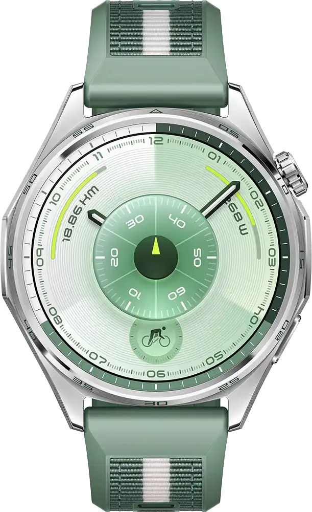 ساعة سمارت هواوي GT6 حجم (46 مم)، شاشة AMOLED مقاس 1.47 بوصة، حزام منسوج مركب، مقاومة للماء ، أخضر