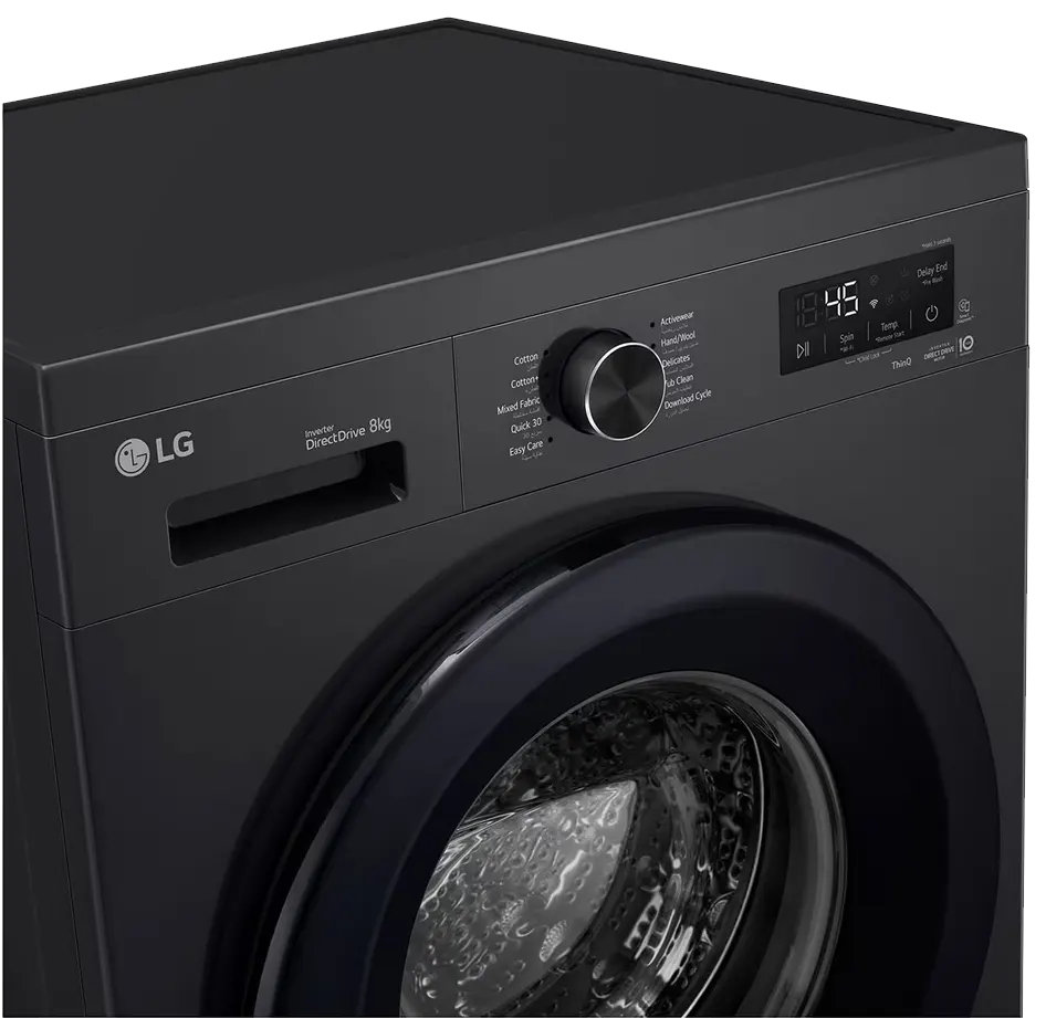 غسالة ملابس ال جي فول اوتوماتيك ، تحميل أمامي ، 8 كيلو ، 1400 لفة ، شاشة ديجيتال ، واي فاي ، موتور دفع مباشر ، أسود ،  F4Y2TYG6X