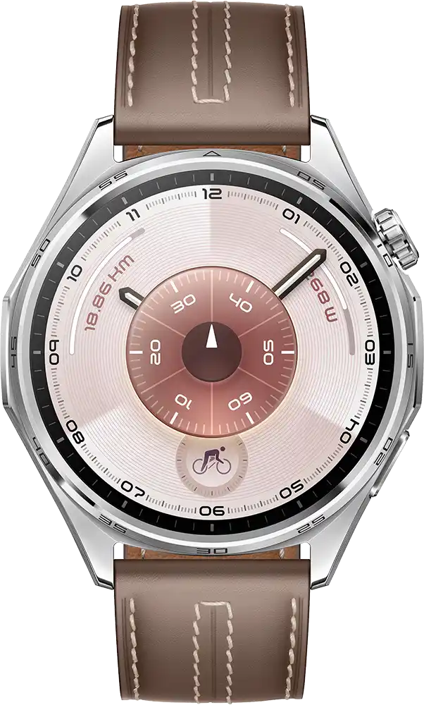 ساعة سمارت هواوي GT6 حجم (46 مم)، شاشة AMOLED مقاس 1.47 بوصة، حزام جلد، مقاومة للماء ، رمادي