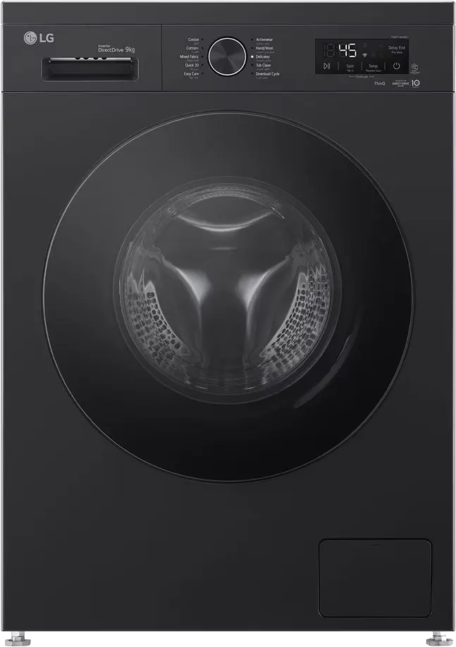 غسالة ملابس فول اوتوماتيك إل جي، 9 كيلو، 1400 لفة، موتور انفرتر دفع مباشر، شاشة ديجيتال، واي فاي، بخار، أسود، F4Y2VYGYZ