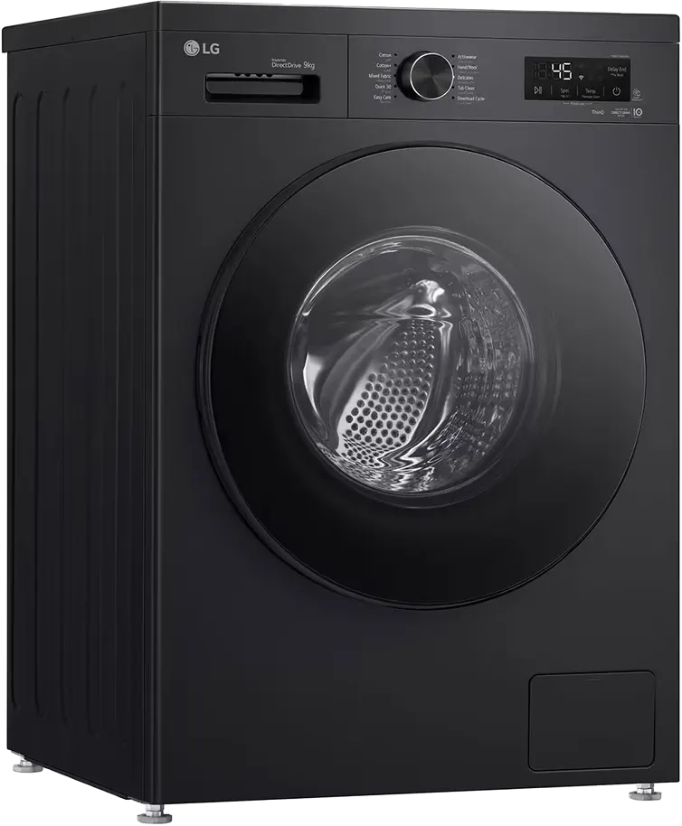 غسالة ملابس فول اوتوماتيك إل جي، 9 كيلو، 1400 لفة، موتور انفرتر دفع مباشر، شاشة ديجيتال، واي فاي، بخار، أسود، F4Y2VYGYZ