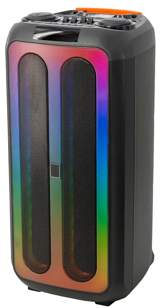 مكبر صوت لاسلكي فوفو ، مقاس 8 انش ، إضائة RGB ، شاشة ديجيتال ، ريموت كنترول ، أسود ، V-2840