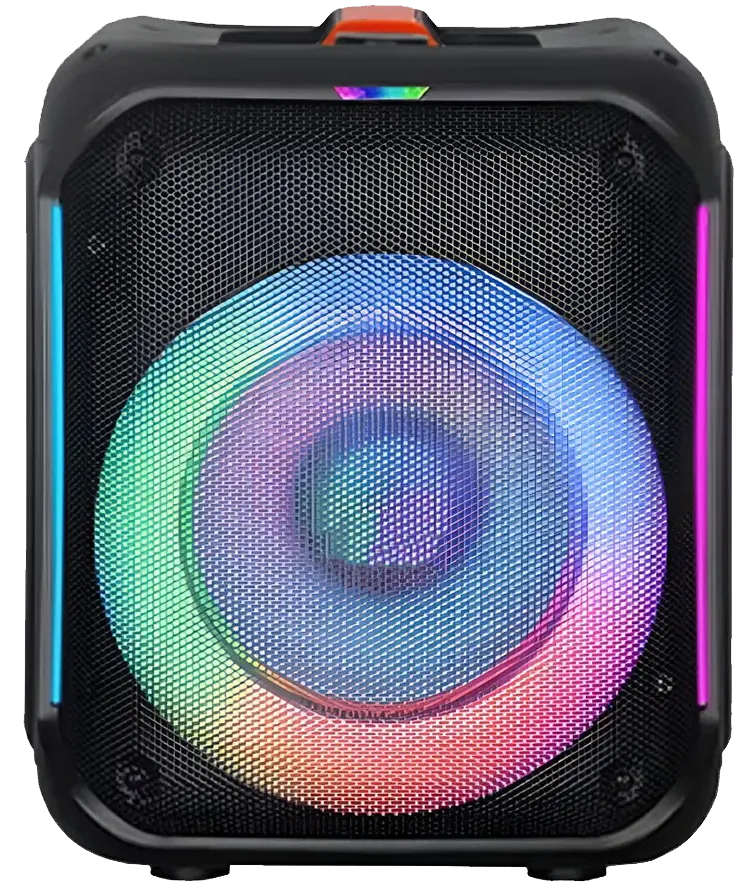 مكبر صوت لاسلكي فوفو ، مقاس 8 انش ، إضائة RGB  ، ريموت كنترول ، مايكروفون سلكي ، أسود ، V-2820