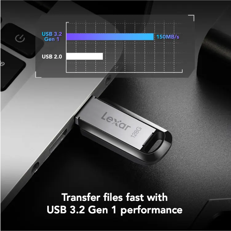 فلاشة ليكسار جامب درايف m400، سعة 128 جيجا، واجهة USB 3.2 Gen 1، قراءة 150 ميجابايت في الثانية، LJDM400128G-BNBNG ( ضمان لمدة 3 أشهر )