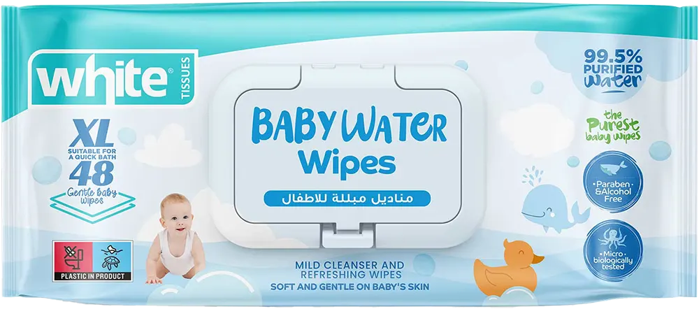 مناديل مبللة وايت ووتر وايبس، 48 منديل، حجم XL