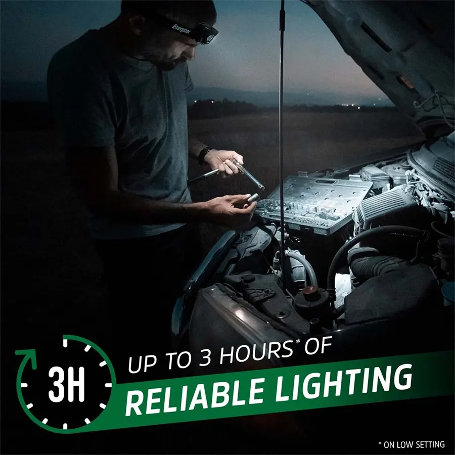 كشاف رأس قابل للشحن انرجيزر ، 3 ليد ، اسود ، HDLLP