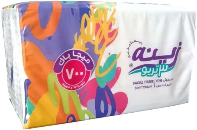 علبة مناديل سحب زينة تريو، 3 طبقات، 700 منديل