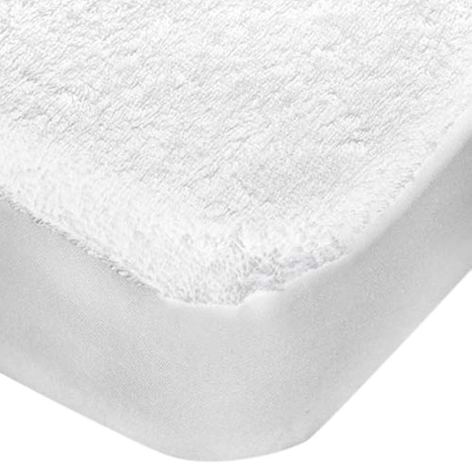 كفر مرتبة بد لاين قطن ، مقاس 180x200 سم ، مقاوم للماء والسوائل ، أبيض