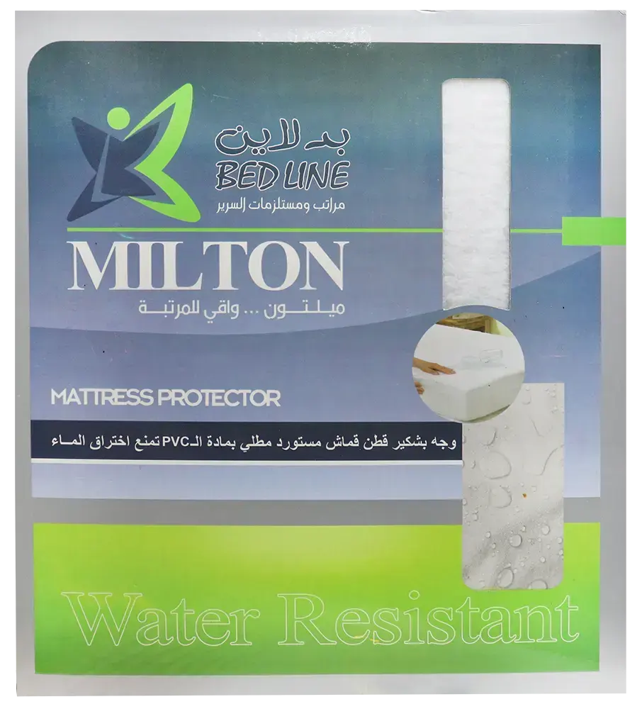 كفر مرتبة بد لاين قطن ، مقاس 180x200 سم ، مقاوم للماء والسوائل ، أبيض