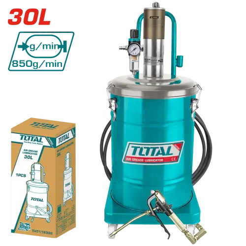 Total Tools Air-Powered Grease Gun, 30L, 5m Hose, THT118302