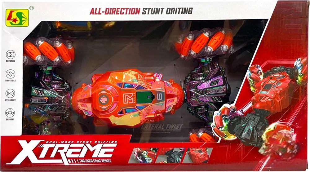 لعبة سيارة بهلوانية بريموت كنترول، دوران 360 درجة، إضاءات جذابة ، برتقالي