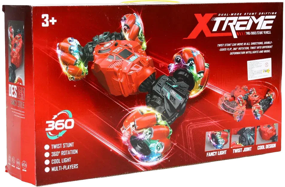 لعبة سيارة بهلوانية بريموت كنترول، دوران 360 درجة، إضاءات جذابة ، برتقالي