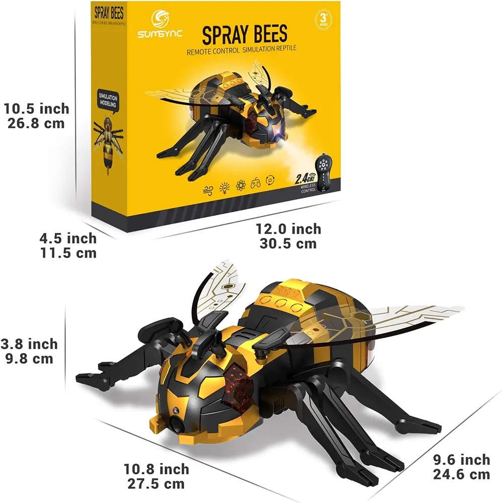 2.4GHz Remote Control Spray Bee Toy, LED Light Effects, Attractive Music, XB1219