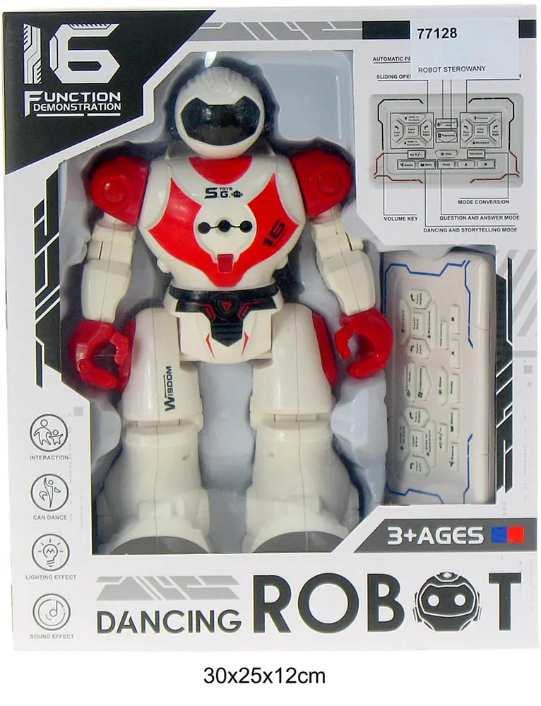 لعبة رجل آلي راقص، ريموت تحكم عن بعد، إضاءات وموسيقى جذابة، مناسبة من عمر 3 سنوات، أبيض، 29-606