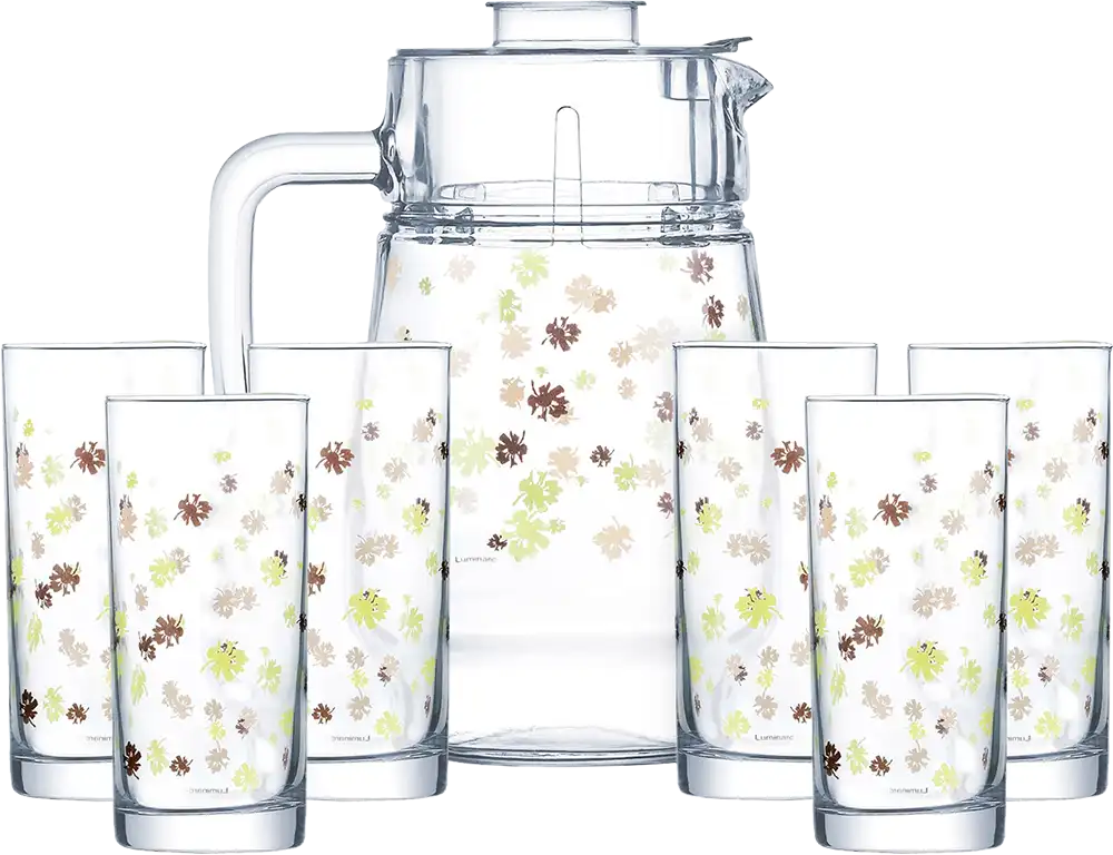 طقم شربات ستيلا شوكليت لومينارك ، مكون من 7 قطع ، دورق + 6 شوب ، شفاف