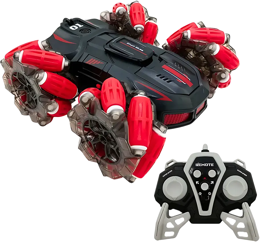 سيارة سباق بهلوانية، ريموت تحكم عن بعد، دوران 360 درجة، موسيقى وأضواء مثيرة، ألوان متعددة