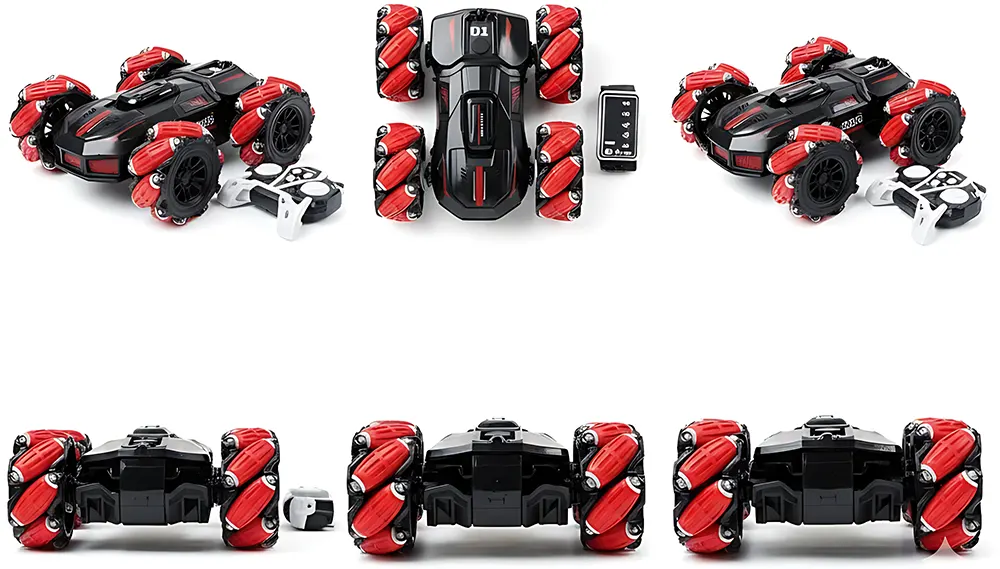 سيارة سباق بهلوانية، ريموت تحكم عن بعد، دوران 360 درجة، موسيقى وأضواء مثيرة، ألوان متعددة