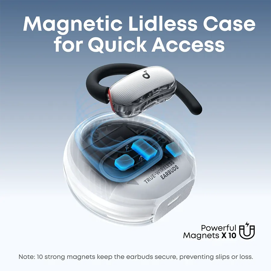 سماعة اذن  أنكر ساوندكور V40I ، بلوتوث 5.4 ، مقاومة للماء ، ابيض ،  A3878H11  + حامل كابل مغناطيسي هدية