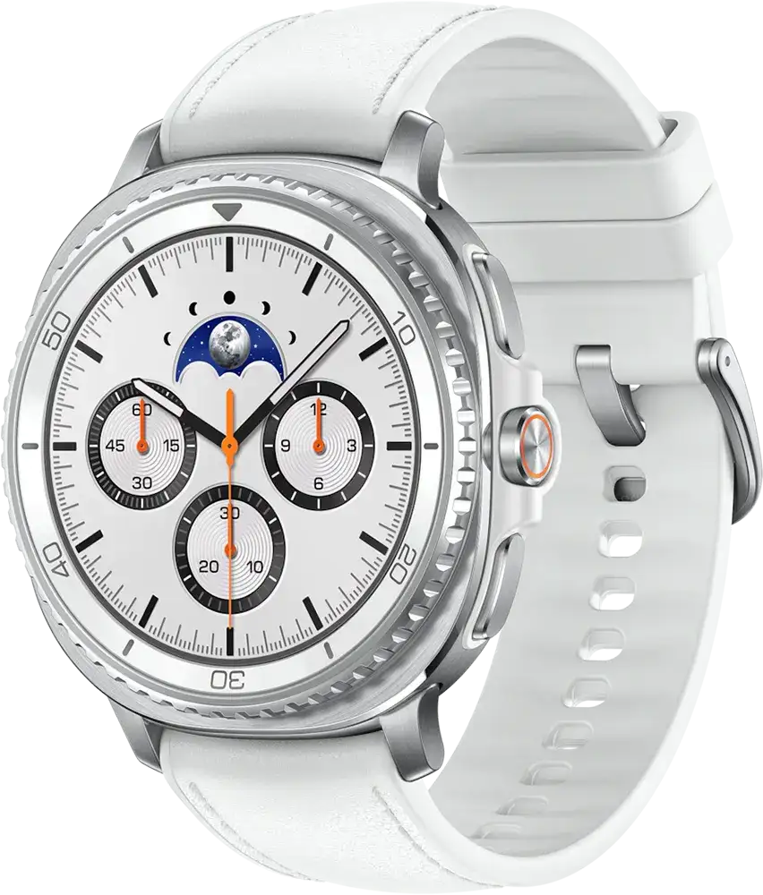 ساعة سمارت سامسونج جالاكسي 8 كلاسيك ، شاشة Super AMOLED مقاس 46 مم ، بلوتوث - واي فاي ، مقاومة للماء ، أبيض