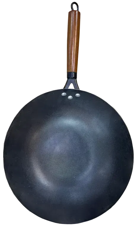 طاسة ووك جرانيت مع غطاء خشب ، 32  سم ، اسود