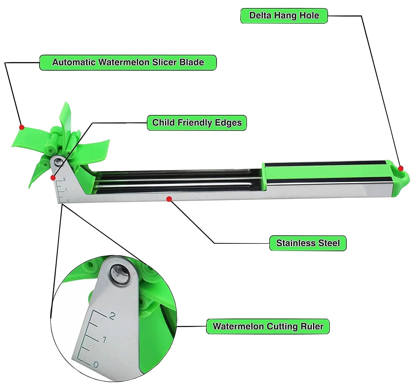 قطاعة بطيخ من الستانلس ستيل ، اخضر ، 002