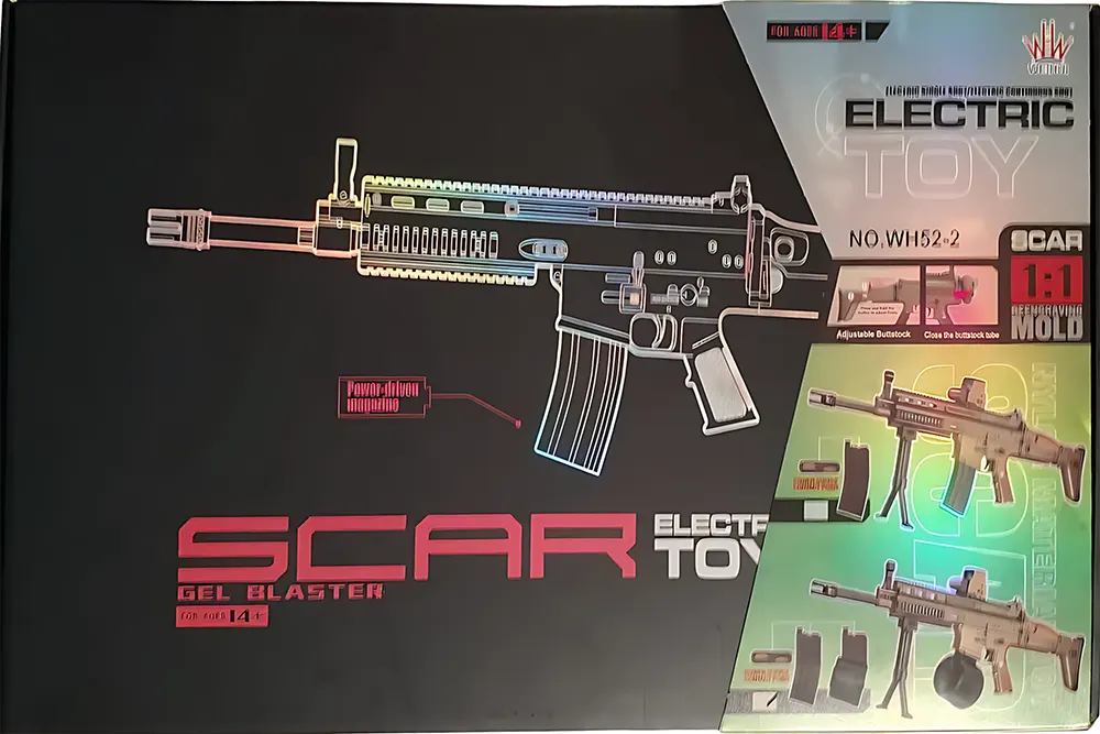 لعبة بندقية Scar، طلقات هيدروجيل 1:1، مع حامل ثلاثي ومخزن، WH52-2